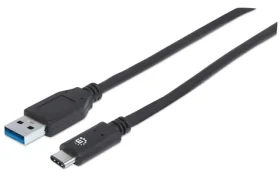 Manhattan černá / Kabel / USB-C - USB-A / USB 3.2 Gen 2 10 Gbit/s / 1 m (353373)