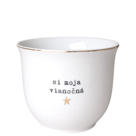 Bella Rose Porcelánový obal na květináč Si moja vianočná hviezda 10 cm – SK, černá barva, bílá barva, zlatá barva, porcelán