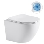 CERANO - Kompletní WC set Basic/Cesso - bílá matná - WC tlačítko Dualo/Černá - závěsné - nízký modul - předstěnová instalace - 49x36 CER-8050BD86249