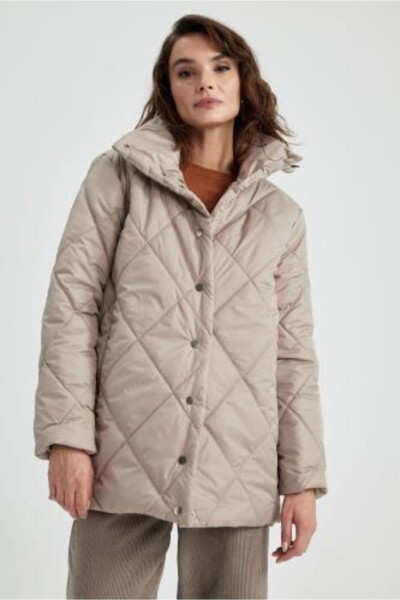 DEFACTO Water and Windproof Stand Collar Quilted Coat