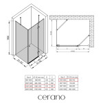 CERANO - Sprchový kout Marino L/P - 6 mm - černá matná, transparentní sklo - 110x70x190 - pantový CER-422883