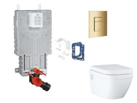 GROHE - Uniset Set předstěnové instalace, klozetu, sedátka SoftClose, tlačítka Skate Cosmopolitan a sady pro vhazování tablet, Cool Sunrise SANI15BB4128