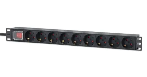 Intellinet Rack zásuvková lišta 9x / Zásuvková lišta / 1U / 16 A / 4000 W / 2 m kabel (715133)