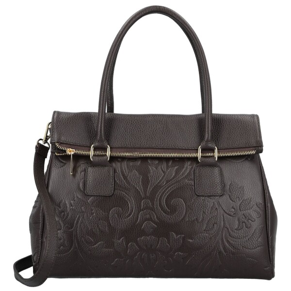 Luxusní dámská kožená kabelka na rameno Florentina, tmavě hnědá