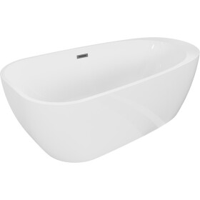 MEXEN/S - Giada volně stojící vana 170 x 90, bílá lesk, sifon a přepad grafit metal 52741709000-95