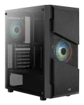 AeroCool Menace Saturn RGB černá / PC skříň / Midi Tower / ATX / 2x USB 3.0 / bez zdroje / průhledná bočnice (ACCM-PV20023.11)