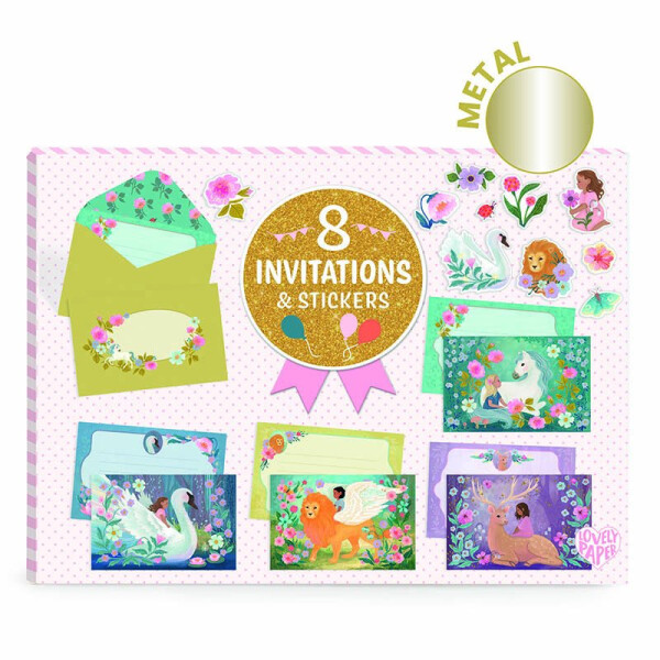 DJECO Dárková sada pozvánek Fantasy zvířátka