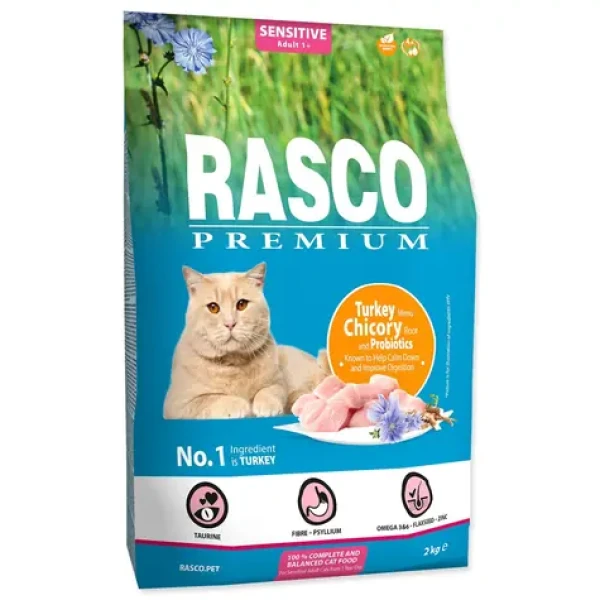 Rasco Premium Sensitive krůta s kořenem čekanky a probiotiky 2kg / Granule pro dospělé kočky (1703-10434)
