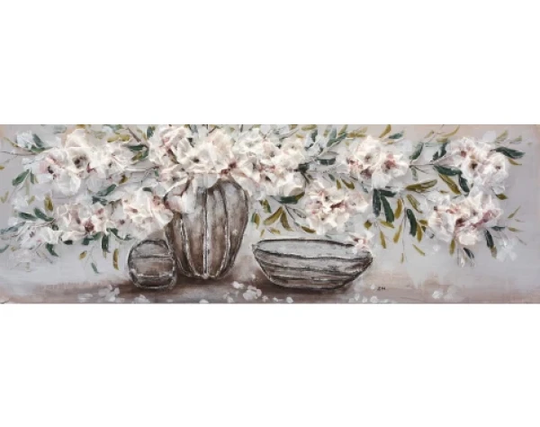Ručně malovaný obraz Květinové zátiší 120x40 cm, olejomalba