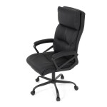 Kancelářské křeslo, černá ekokůže, taštičkové pružiny, kovový kříž, kolečka na tvrdé podlahy