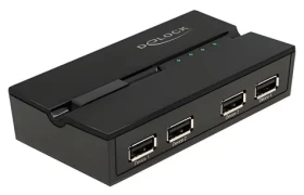 Delock USB Switch 11494 / Přepínač USB 2.0 / 4x PC – 4x zařízení / manuální ovládání / magnetická základna (11494)