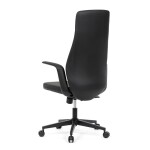 Kancelářské křeslo, černá ekokůže, houpací mechanismus s aretací ve 3 polohách, kovový kříž, kolečka pro tvrdé povrchy
