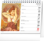 Stolní kalendář 2027 Notique Alfons Mucha, 16,5 × 13 cm