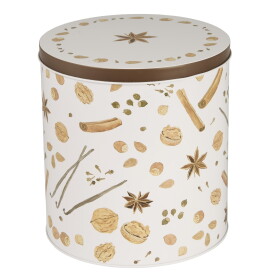 Ib Laursen Plechová dóza Christmas Spices Tall Round, hnědá barva, kov