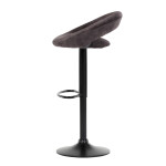 Židle barová, hnědá sametová látka, černá podnož