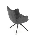 Židle jídelní, šedá látka, 360° vratný mechanismus, černý kov