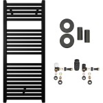 CERANO Koupelnový radiátorový set Donovan - ústřední vytápění - 369W - černá matná - 1200x500 mm