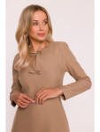 S413 Šaty s mašlemi - béžové EU L