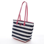 Letní koženkovo textilní taška Navy Stripes modro růžová