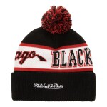 Mitchell & Ness Pánská zimní čepice Chicago Blackhawks NHL Block Sweep Pom Knit
