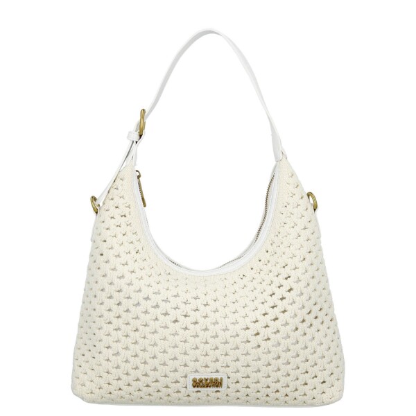 Stylová dámská háčkovaná kabelka Coveri Luna, bílá