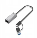 Unitek / Síťový adaptér / USB-C + USB-A na RJ45 / 2,5 Gbps (U1313CGY01)