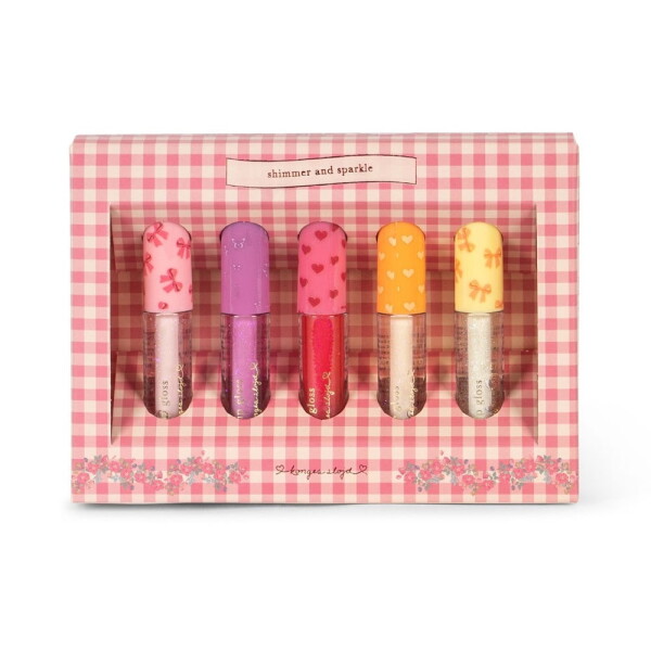 Konges Sløjd Sada třpytivých lesků na rty – 5 ks, růžová barva, plast