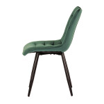 Jídelní židle, potah v zeleném sametu, kovové podnoží v černé práškové barvě