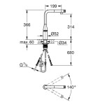 GROHE - Essence SmartControl Dřezová baterie s výsuvnou koncovkou, SmartControl, kartáčovaný Hard Graphite 31615AL0