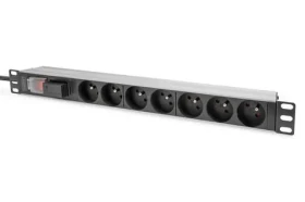 Digitus PDU 1U 7x CEE 7/5 černá / Zásuvková lišta / 230V/16A / kabel 2 m / hliníkové tělo / přepěťová ochrana (DN-95407-FR)