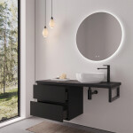 CERANO - Koupelnová skříňka Carole - černá matná + deska pod umyvadlo Navira Pro - 36 mm + konzole černá - 140x51,6x46 CER-606204