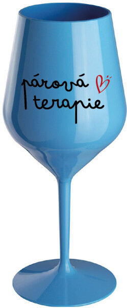 PÁROVÁ TERAPIE - modrá nerozbitná sklenice na víno 470 ml