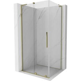MEXEN/S - Velar L sprchový kout, posuvné dveře 90 x 85, transparent, zlato 871-090-085-03-50
