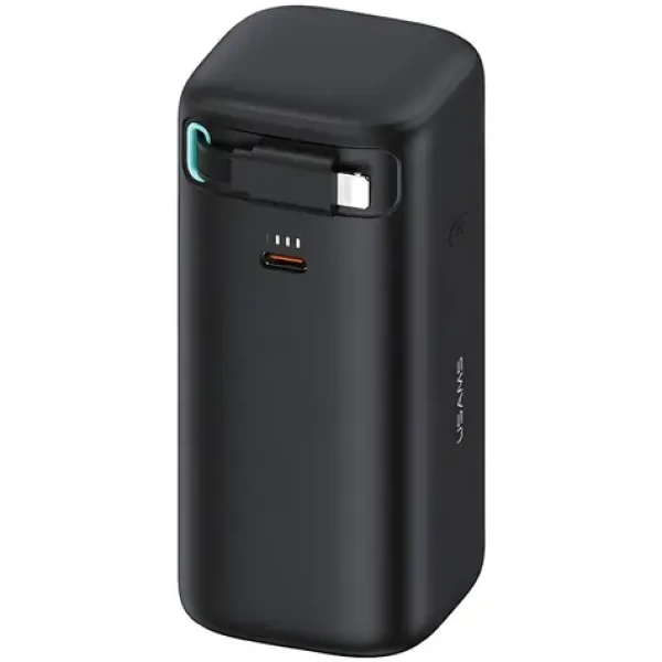 USAMS XMF Series Powerbanka výsuvný kabel Lightning černá / Power Bank / 18000 mAh / PD 45W / USB-C + Lightning (20KCD21701)