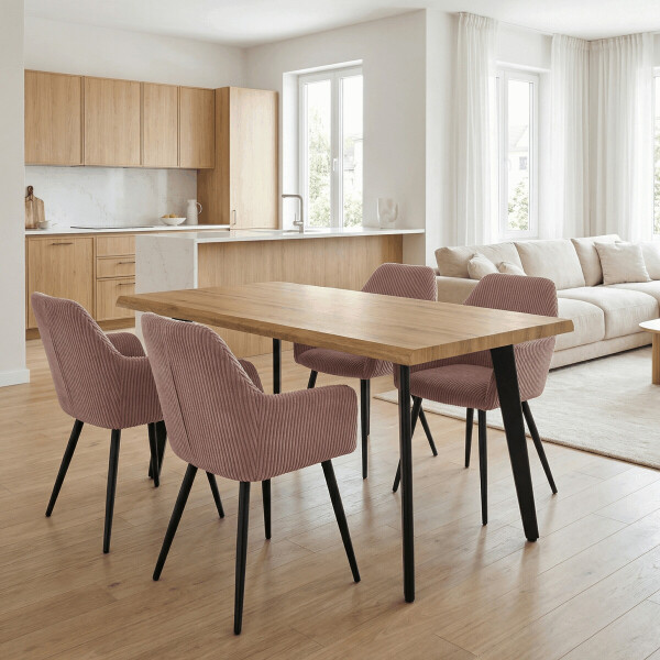 Jídelní židle, růžová, manšestrová látka, DCH-V4009 PINK6
