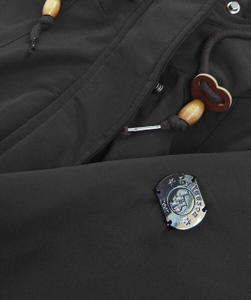 Černo-šedá dámská voděodolná bunda parka s kožešinovou podšívkou (m-933) odstíny černé XXL (44)