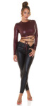 Sexy top Koucla Wetlook Crop Top s dlouhými rukávy BORDEAUX Einheitsgroesse