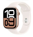 Apple Watch Series 10 GPS 46mm Růžově zlaté hliníkové tělo - Světle ruměný sportovní řemínek (S/M) / 140–190 mm (MWWT3)