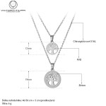 Dvojitý ocelový náhrdelník se zirkony Barbara - strom života, Stříbrná 50 cm + 5 cm (prodloužení)