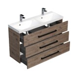 Koupelnová skříňka s černou úchytkou a umyvadlem SAT Cube Way 120x76,5x40 cm dub Wellington mat CUBE2C1203DW CUBE2C1203DW