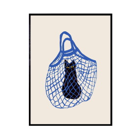 The Poster Club Plakát The Cats in the bag by Chloe Purpero Johnson 30x40 - THE POSTER CLUB Autorský plakát The Cat's in the Bag by Chloe Purpero Johnson 30x40 cm, modrá barva, papír