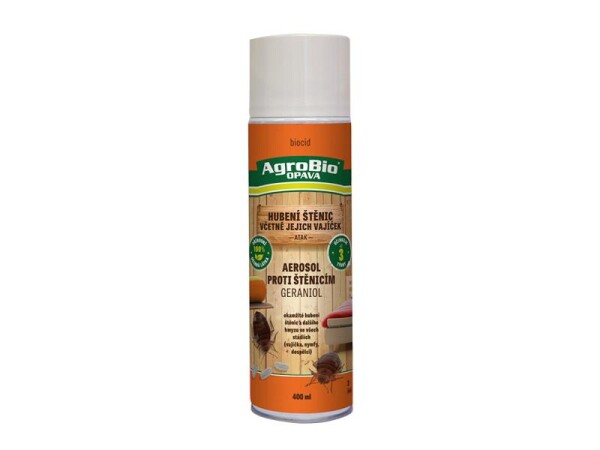 Sprej proti štěnicím AGROBIO Atak Geraniol 400ml - rozbaleno // prasklé/přelepené víčko