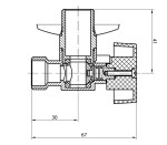 AQUALINE - Pračkový kulový ventil se zpětným ventilem 1/2"x3/4" - L, chrom 5310
