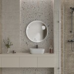 Erga Charlotte, kulaté LED zrcadlo 70cm, černý kovový rám, 1610 lm, 6500K, přední boční osvětlení, ERG-V01-204-7070-BK