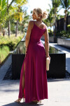 299-19 CHIARA elegantní maxi dlouhé šaty bez ramínek - FUKSY S BROKEREM XXL