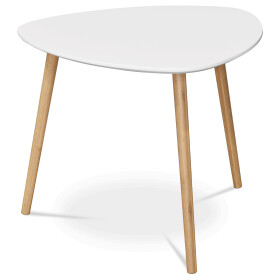 Stůl konferenční 55x55x45 cm, MDF bílá deska, nohy bambus přírodní odstín