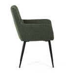 Židle jídelní, zelená látka, černý kov