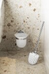 SAPHO - LARISSA WC štětka závěsná, mléčné sklo, chrom WS008