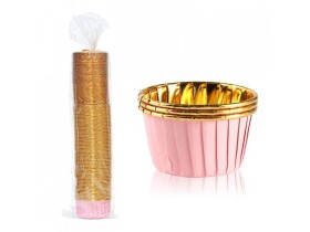 Culpitt Culpitt Alobalové pevné košíčky na muffiny růžové se zlatým vnitřkem (50 ks)