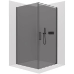 CERANO - Sprchový kout Porte L/P - 8 mm - černá matná, grafitové sklo - 100x100x195 - otočný CER-8050BD7484
